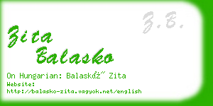 zita balasko business card